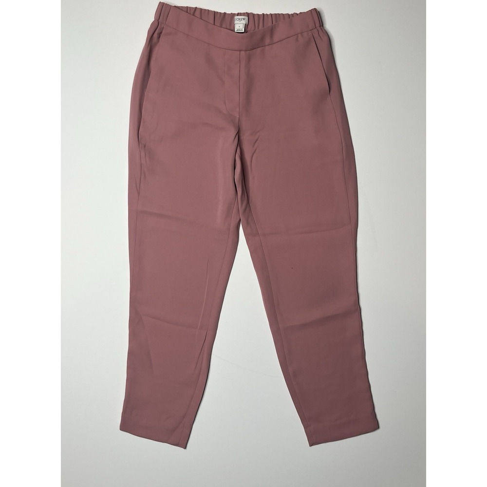 J.Crew Drapey Rose Ash Pants Mid-Rise Wash Elastic Straight Leg Pull-On Size 6